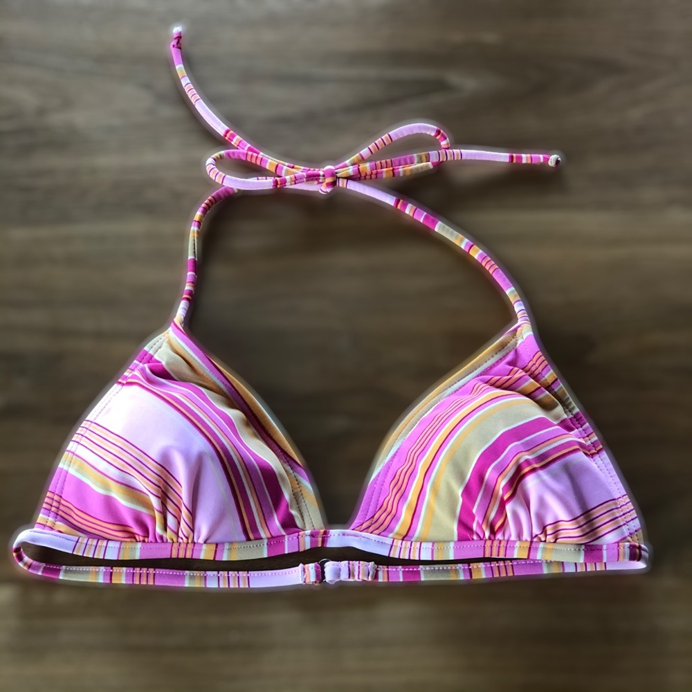 Gossip pink & yellow sexy triangle bikini top